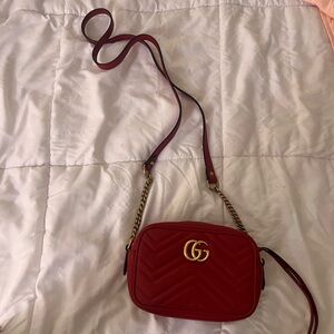 Gucci Red Crossbody Bag with Gold Accents